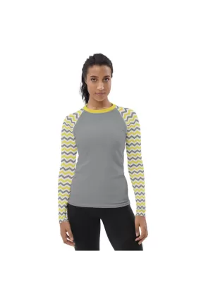 Yellow & Gray Women's Rash Guard