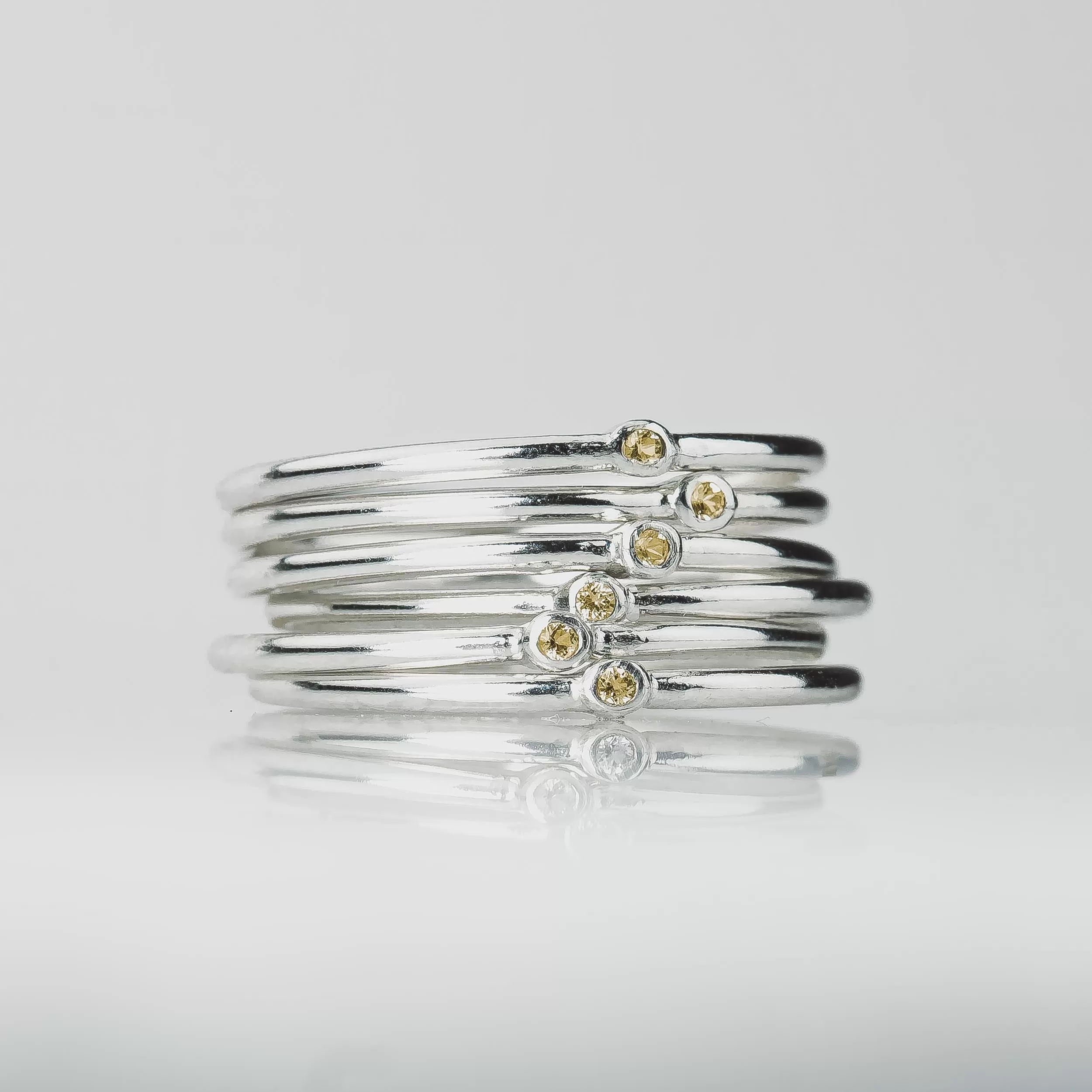 Yellow Diamond Stacking Rings