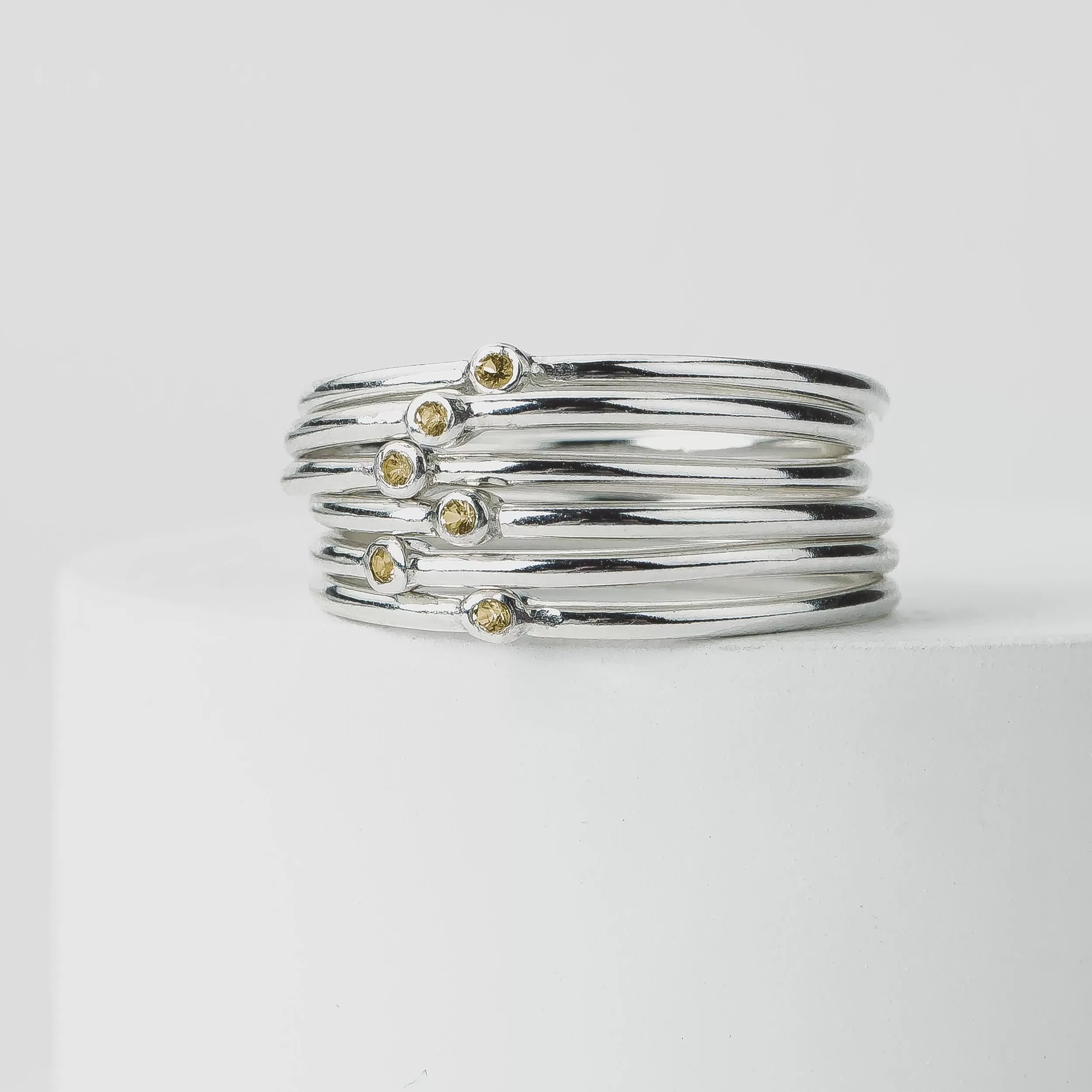 Yellow Diamond Stacking Rings