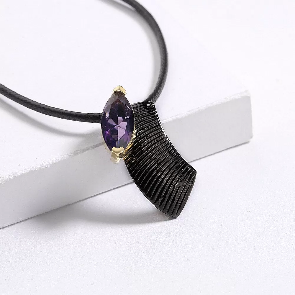 Zircon Geometric Stripes Two Tone Necklace