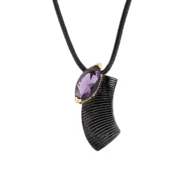 Zircon Geometric Stripes Two Tone Necklace