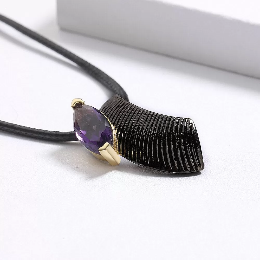 Zircon Geometric Stripes Two Tone Necklace