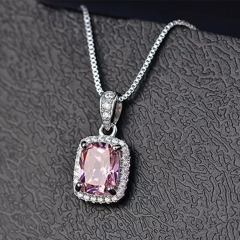 Zirconia Geometric Cubic Pendant Necklace